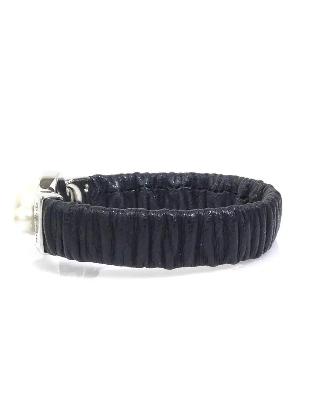 Auth Miumiu Bracelet Black/White/Silver #322465M14B